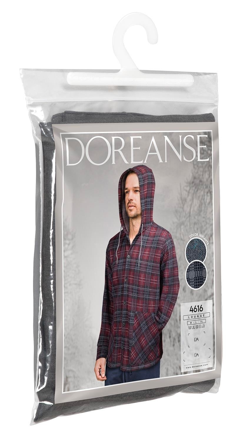 Kapüşonlu Uzun Kollu Cepli Erkek Gömlek Pamuklu Doreanse 4616 - Bordo