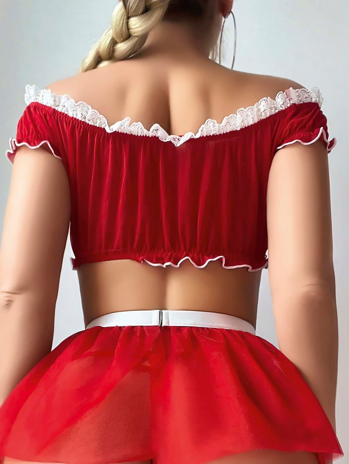 Kırmızı Fırfırlı Büstiyer Fantezi Kostüm Jesica Bella 15011 - Kırmızı
