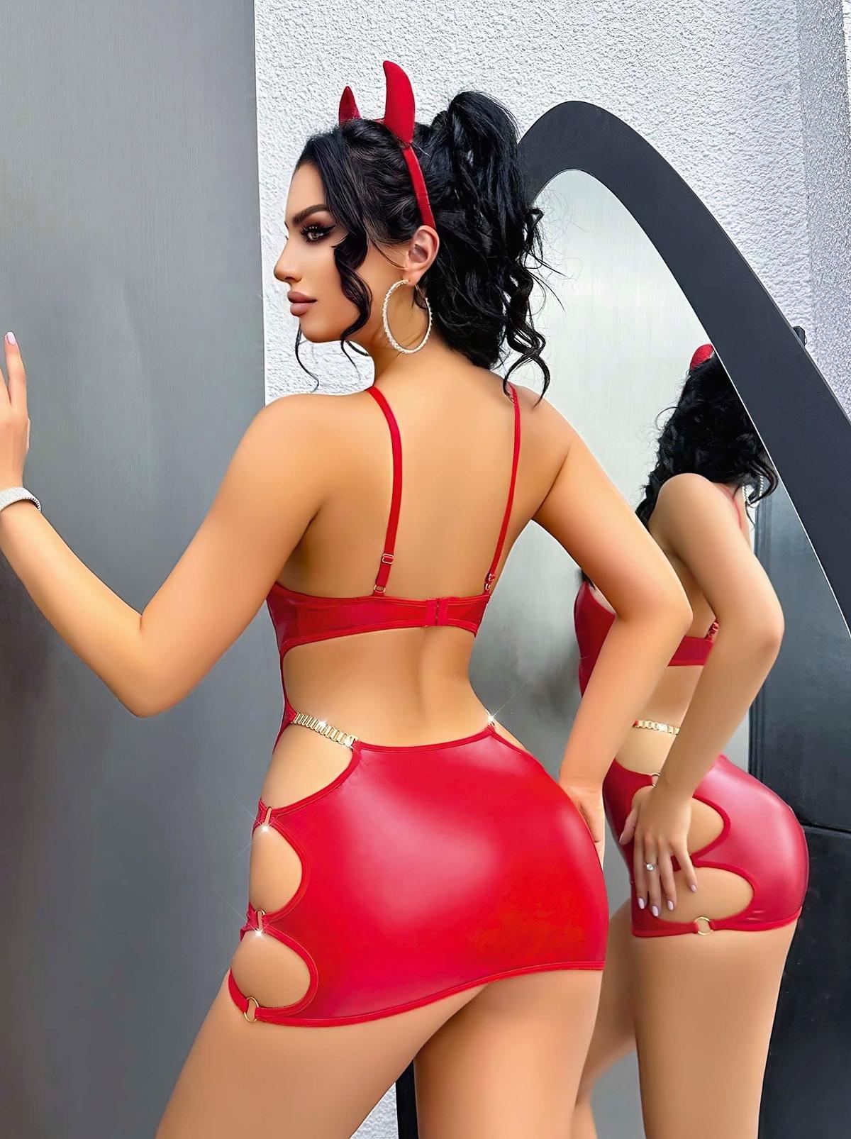 Kırmızı Lame Dekolteli Midi Elbise Jesica Bella 15012 - Kırmızı