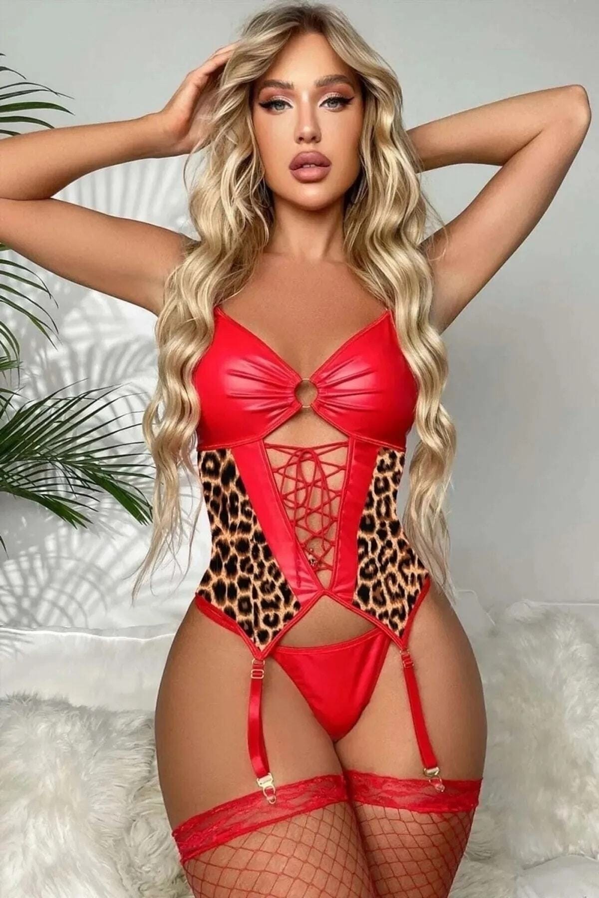 Kırmızı Dantel Jartiyer Takım Jesica Bella 15019 - Kırmızı