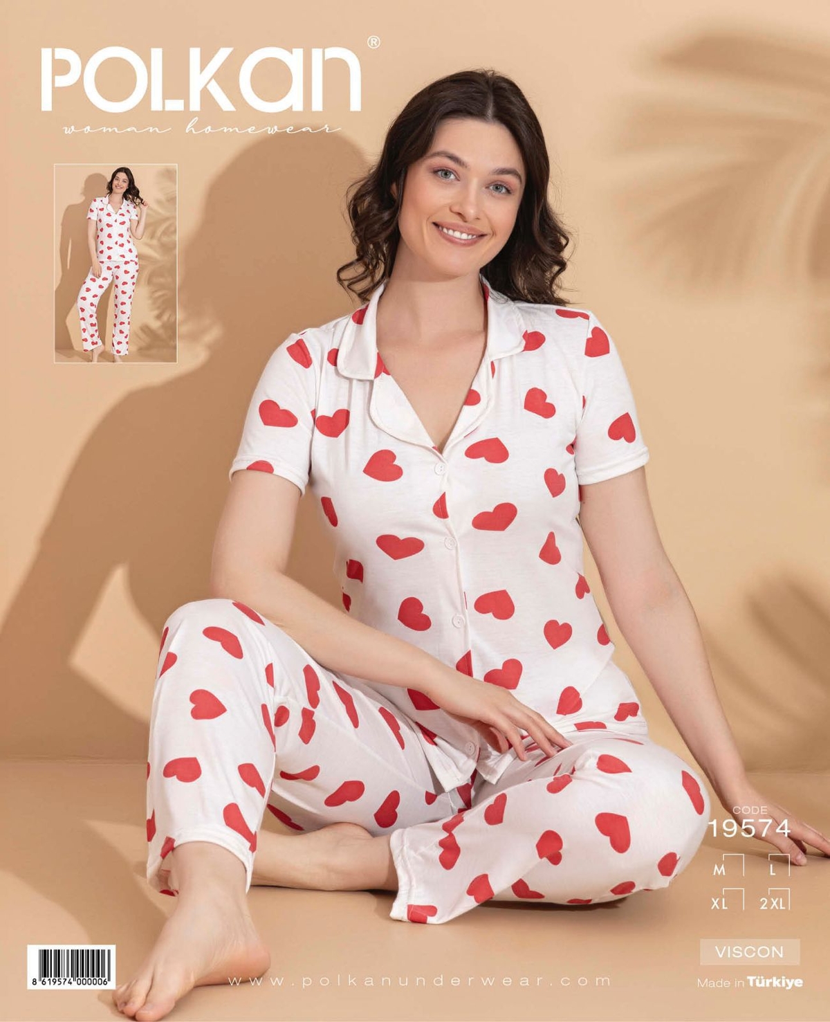 Beyaz Kalpli Kısa Kollu Pijama Takımı Polkan 19574 - Beyaz