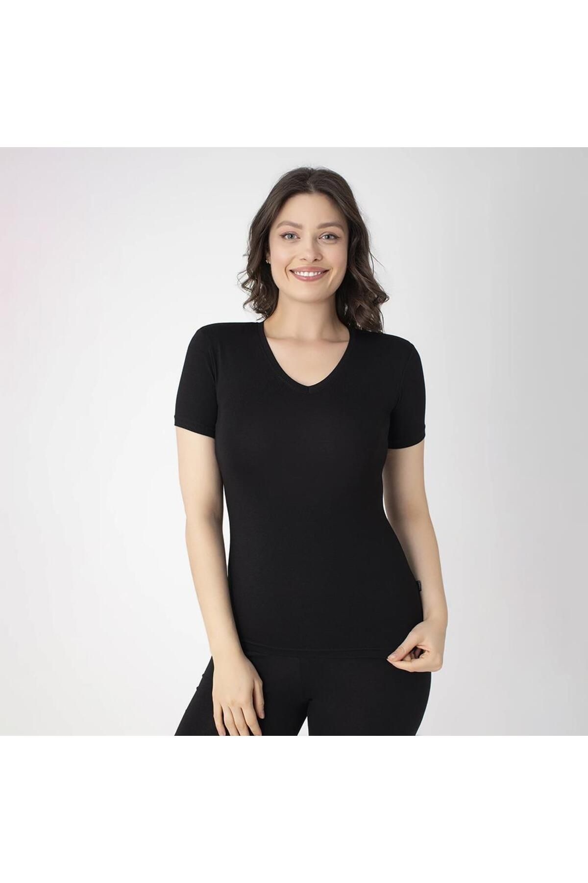 Pamuklu Nefes Alabilen Kısa Kollu T-Shirt Confeo 801 - Siyah