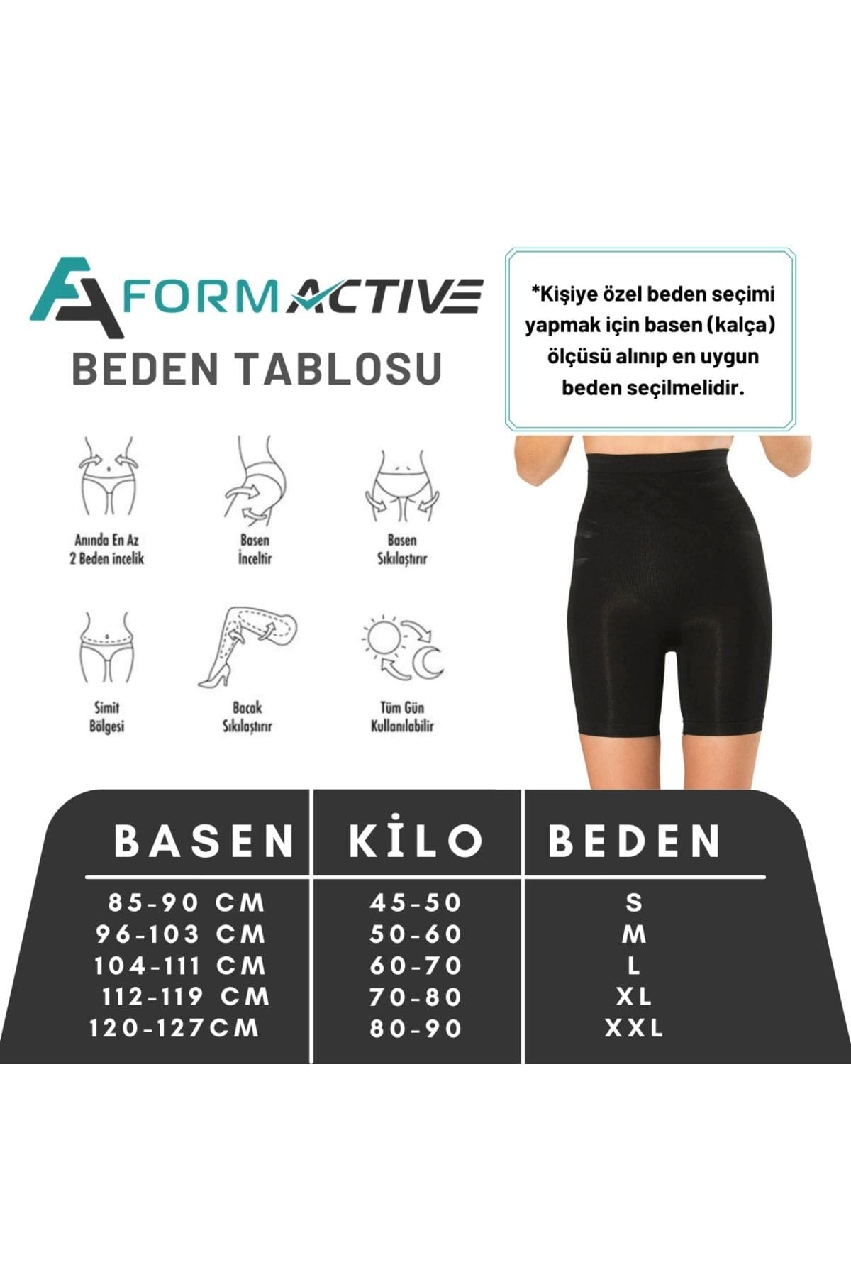 Kısa Paçalı Toparlayıcı Yüksek Bel Korse FormActive 1011 - Siyah