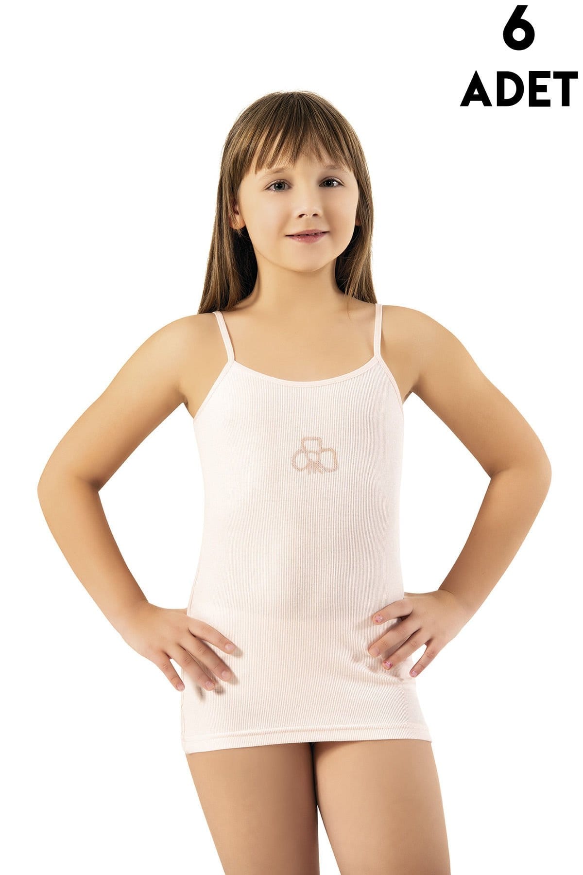 Kabartma Baskılı Yumuşak Pamuklu Kız Çocuk Atlet Kota 3650 - Asorti