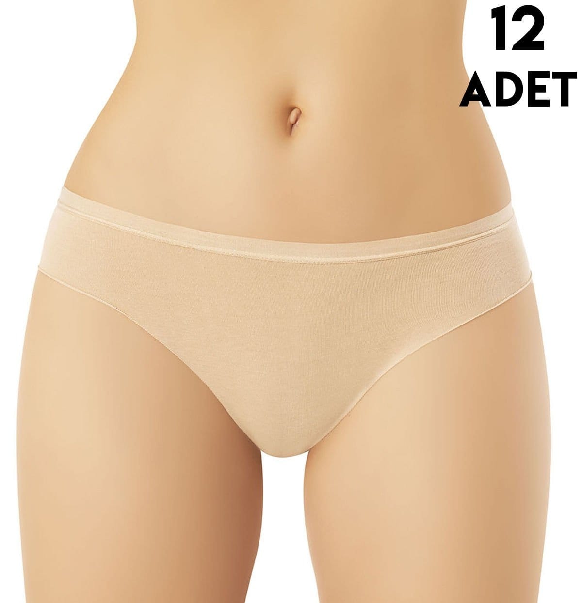 Dikişsiz Yüksek Bel Bikini Külot 12'li Kota 5027 - Ten