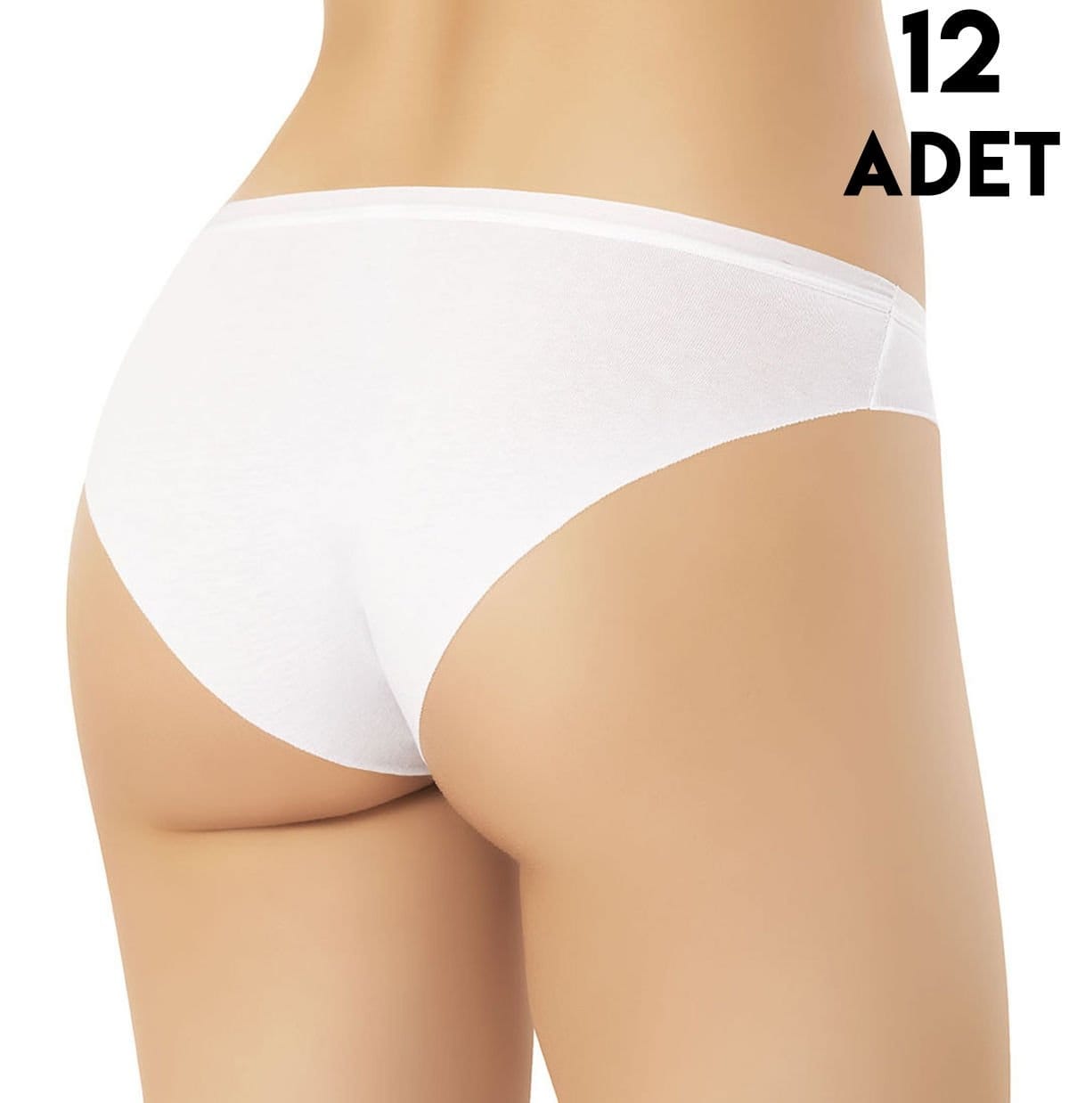 Dikişsiz Yüksek Bel Bikini Külot 12'li Kota 5027 - Beyaz