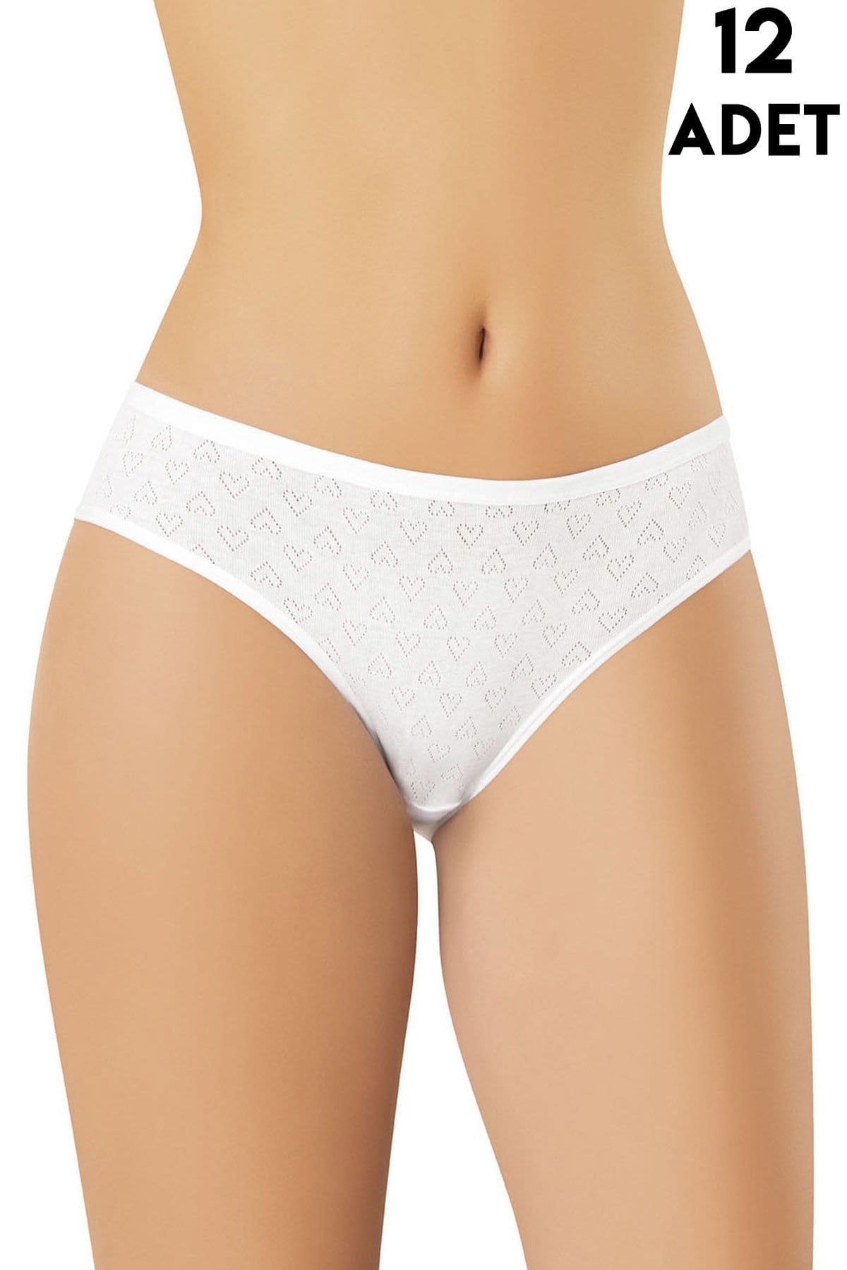 Yüksek Bel Destekli Ribana Kadın Bikini Külot Kota 5031 - Beyaz