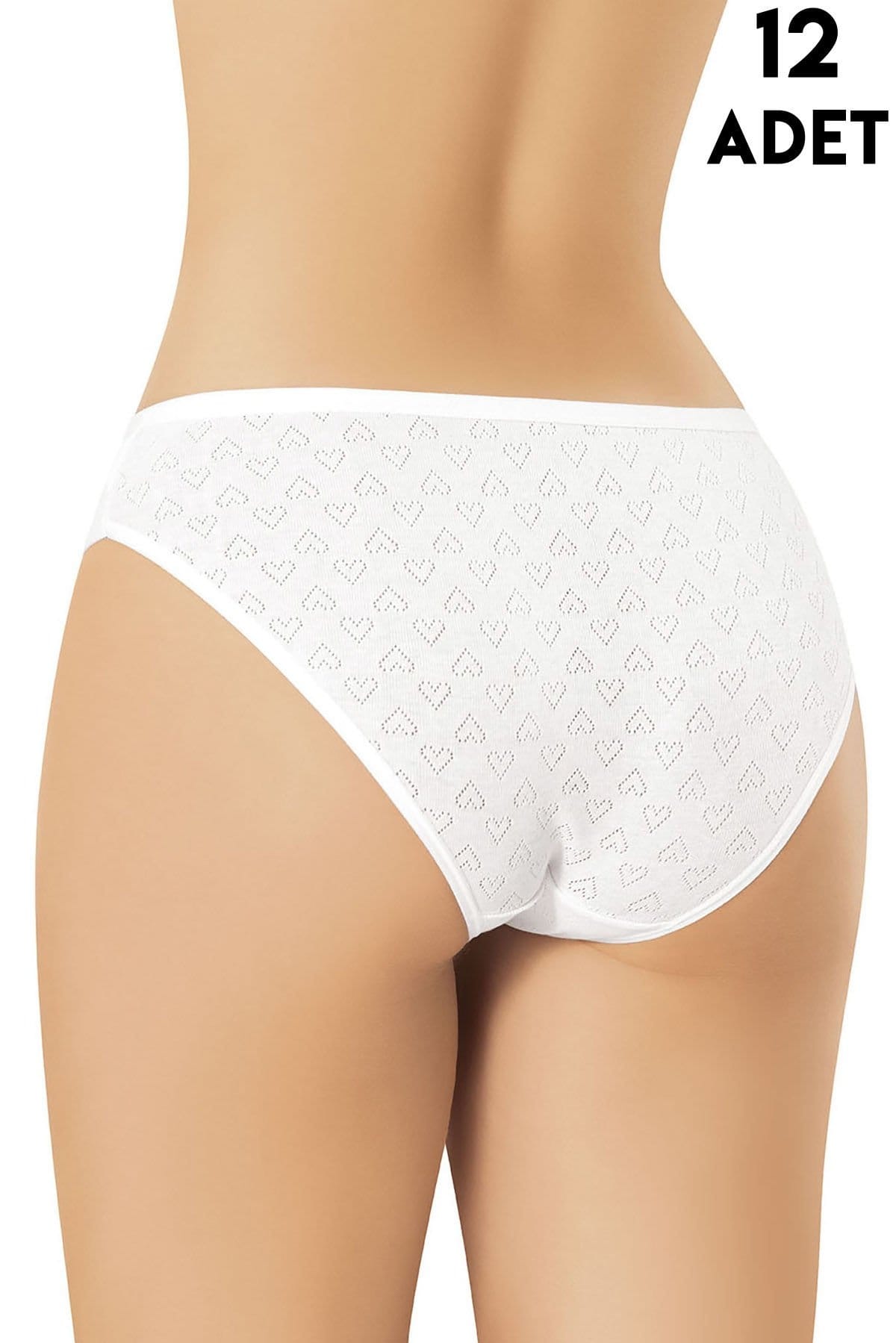Yüksek Bel Destekli Ribana Kadın Bikini Külot Kota 5031 - Beyaz