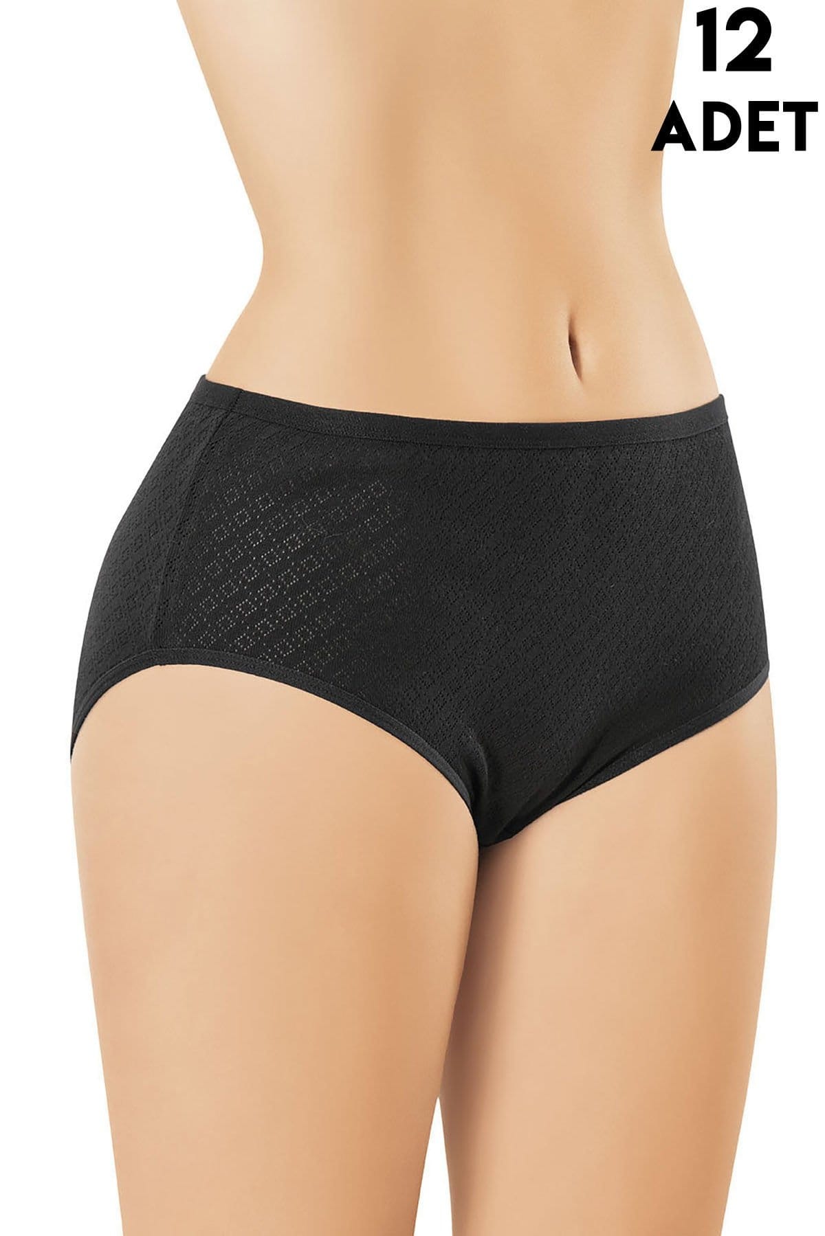 Yüksek Bel Esnek Ribana Külot Kota 5032 - Siyah