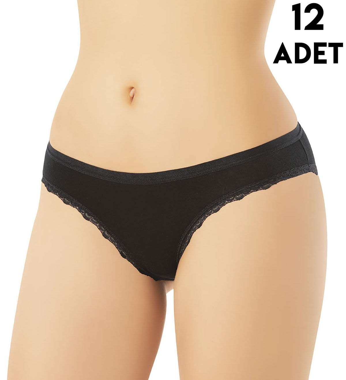 Tırnak Dantelli Yüksek Bel Bikini Külot Kota 5101 - Siyah