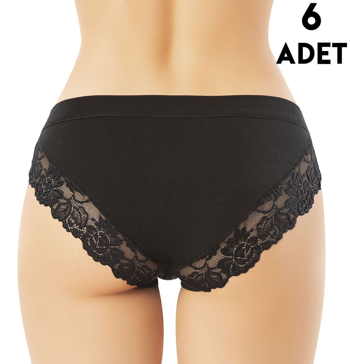 Dantelli Yüksek Bel Modal Kadın Bikini Külot Kota 5106 - Siyah