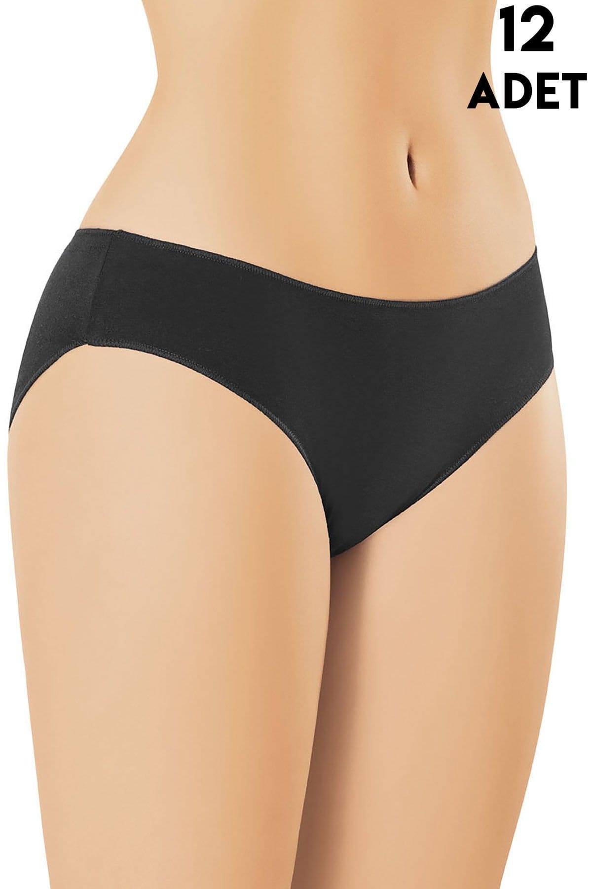 Yüksek Bel Destekli 12'li Kadın Bikini Külot Kota 5115 - Siyah