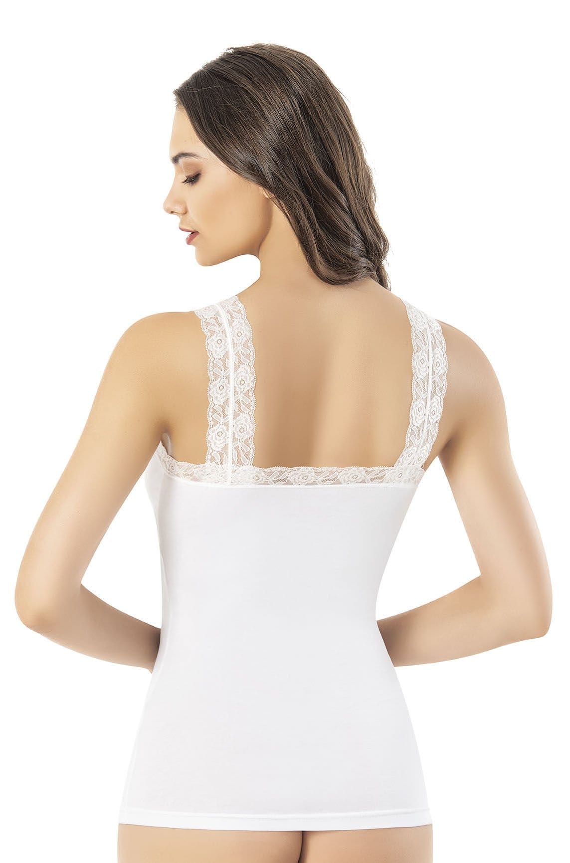 Dantelli Kalın Askılı Modal Kadın Atlet Kota 6606 - Beyaz