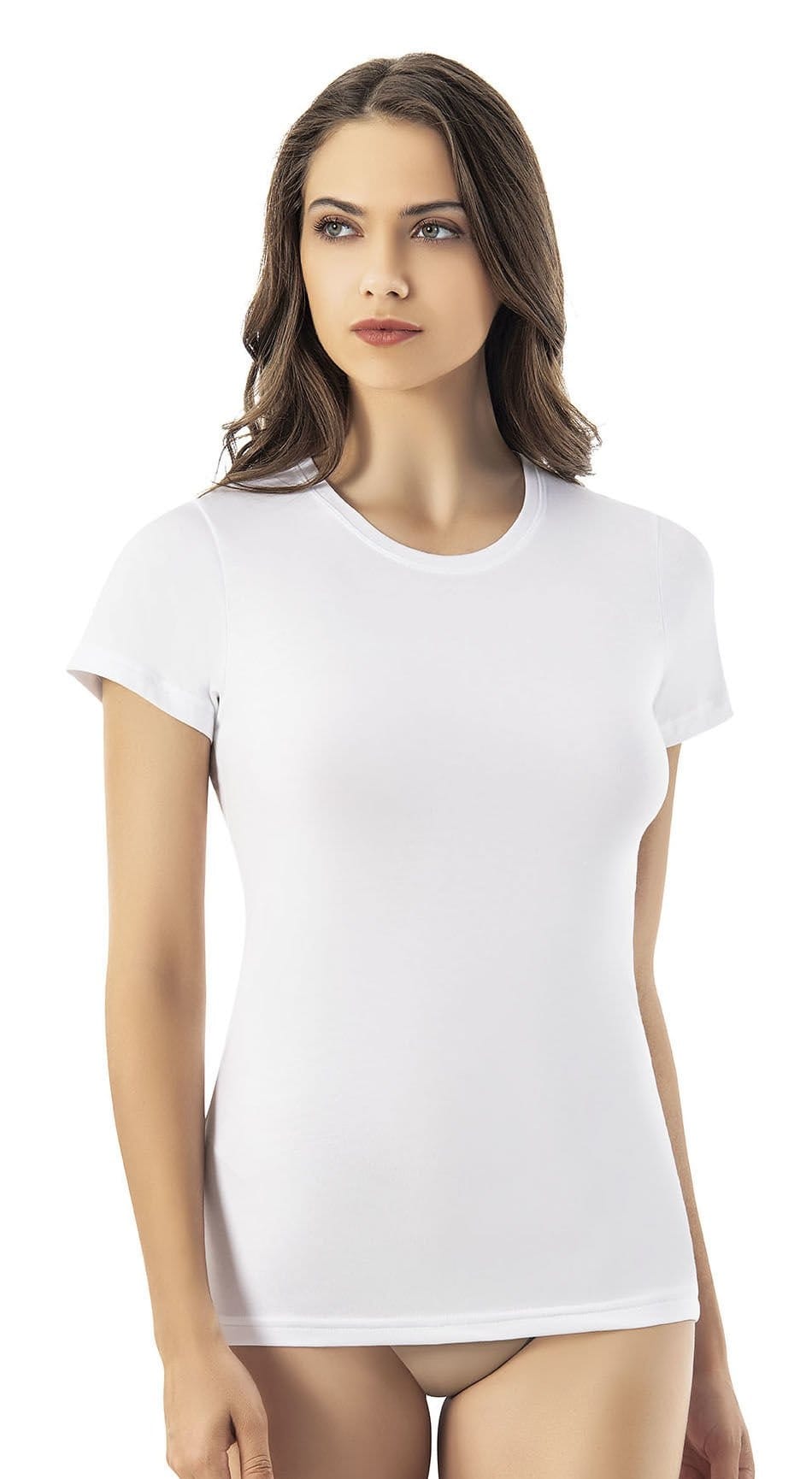 Modal Kısa Kollu Kadın Atlet Kota 6615 - Beyaz