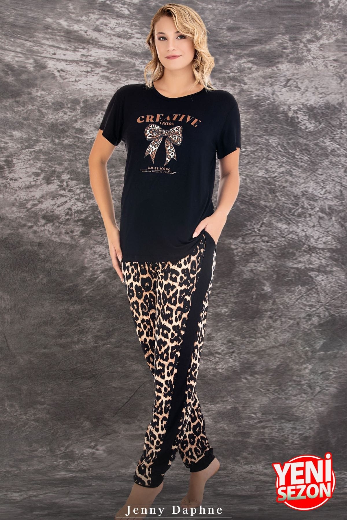 Lady Leopar Desenli Kısa Kollu Pijama Takımı Lady 12593 - Görsel 2
