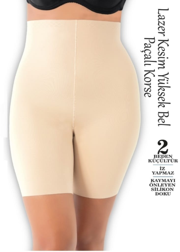 Yüksek Bel Paçalı Lazer Kesim Toparlayıcı Korse Form Angel 3002 - Ten