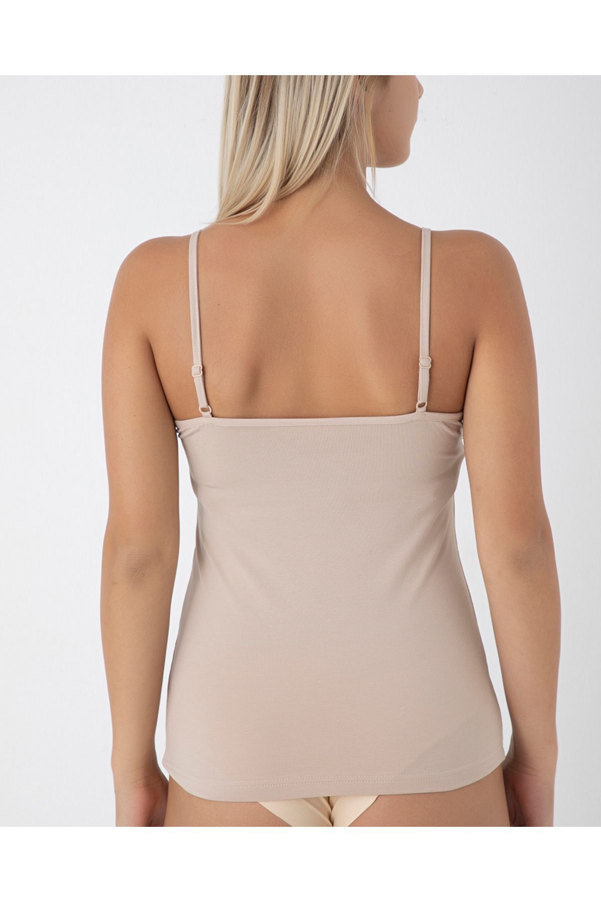 Likralı Dantelli İnce Askılı Kadın Atlet Confeo 801 - Ten