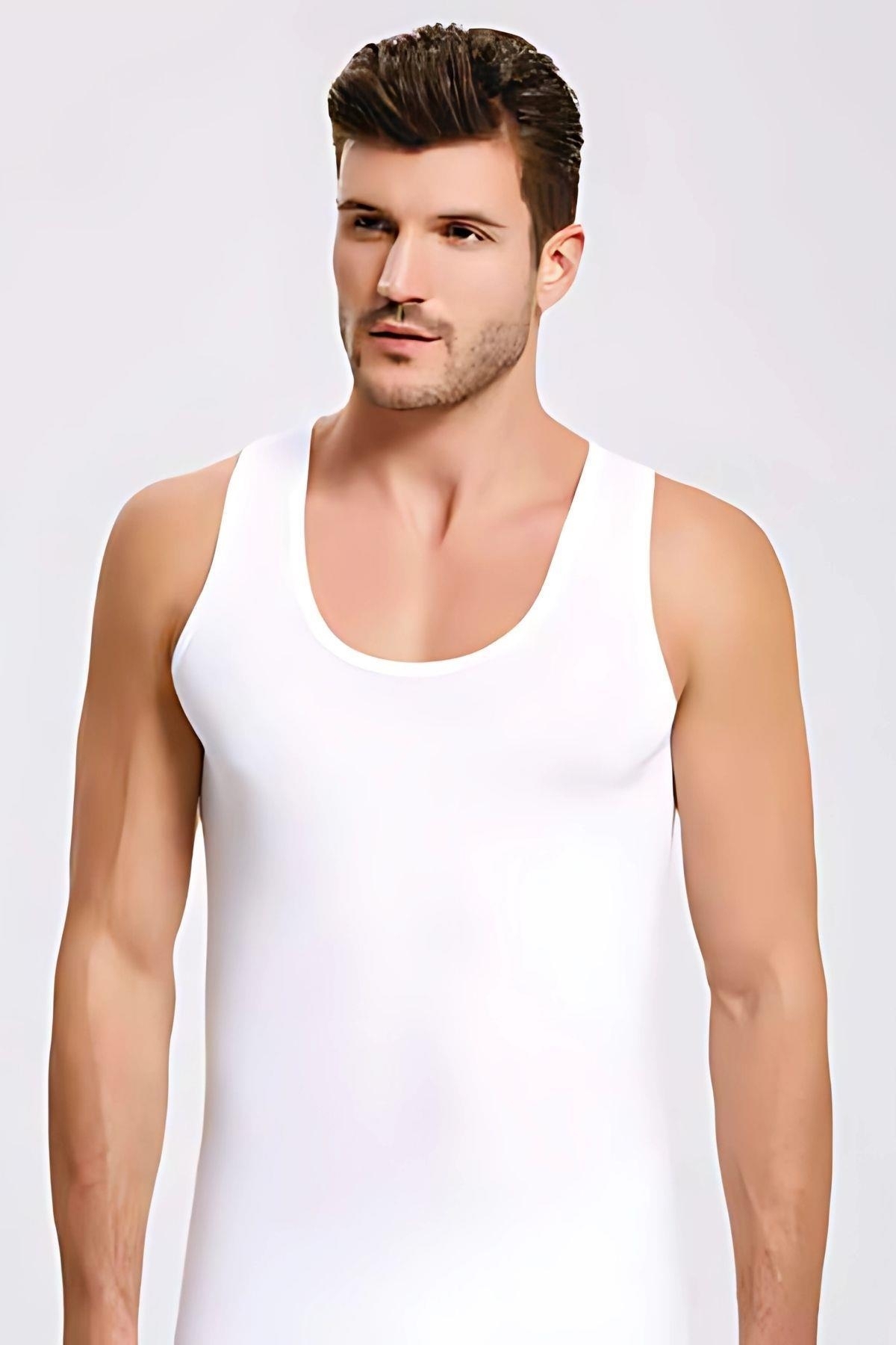 Bambu Lycra Rahat Kesim Atlet Erkek İlke 1608 - Beyaz