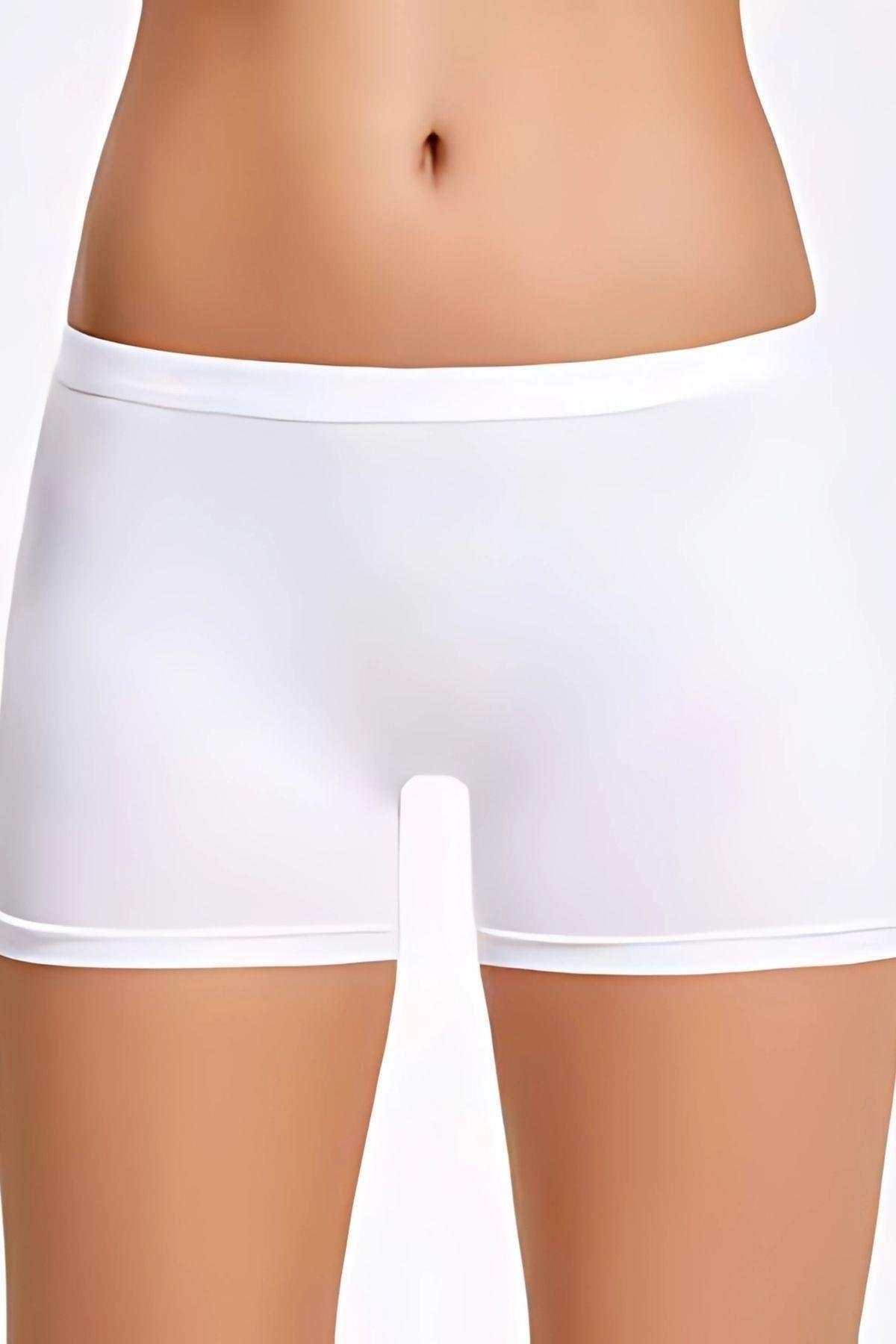 Yüksek Bel Boxer Şort Lycra Modal İlke 2255 - Beyaz