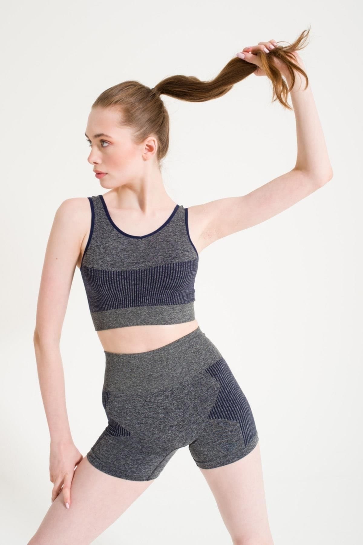 Dikişsiz Melanjlı Kalın Askılı Sporcu Sütyeni FormActive 1710 - Lacivert