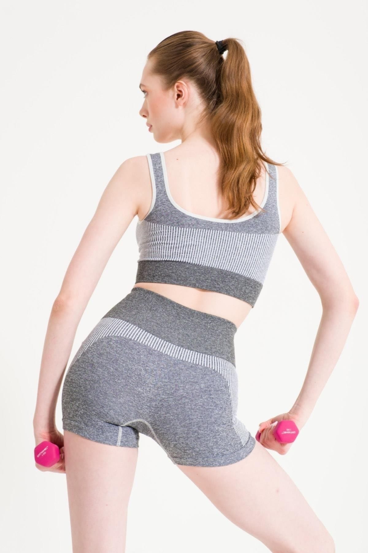 Dikişsiz Yüksek Bel Toparlayıcı Spor Şort FormActive 1725 - Beyaz