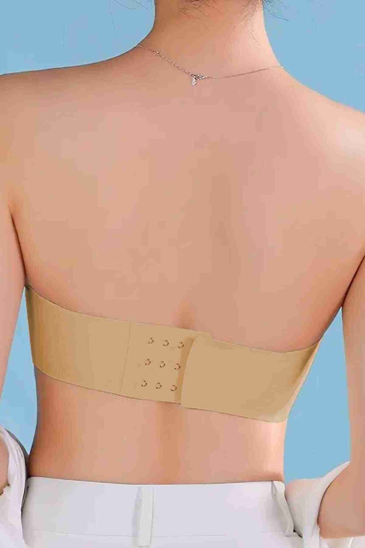 Dikişsiz Balensiz Çıkarılır Pedli Lazer Kesim Kaydırmaz Şeffaf Silikonlu Straplez Sütyen Merry See AN2003 TEN - Ten