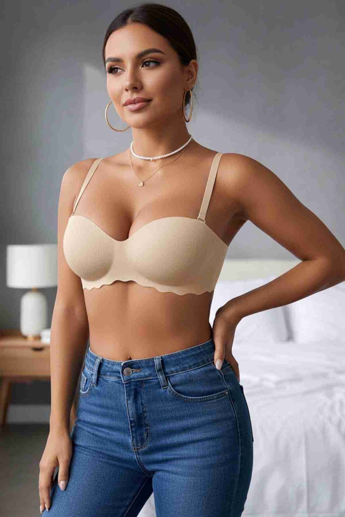 Dikişsiz Balensiz Hafif Destekli Lazer Kesim Görünmez Sütyen Merry See MSB2471 TEN - Ten