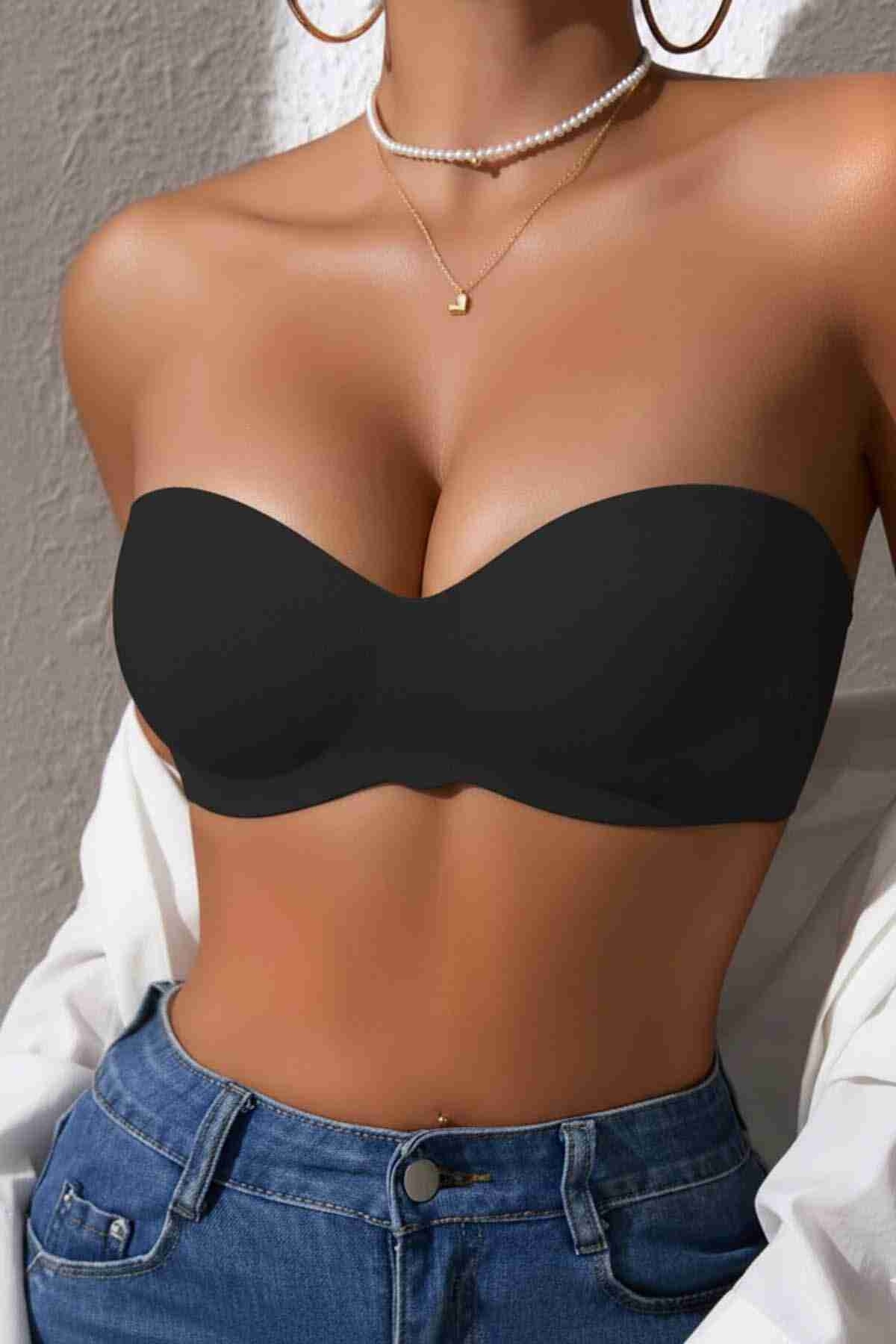 Merry See Merry See Dikişsiz Balensiz Hafif Destekli Parlak Lazer Kesim İzbırakmaz Görünmez Sütyen Siyah - MSB7758-Siyah - Görsel 2