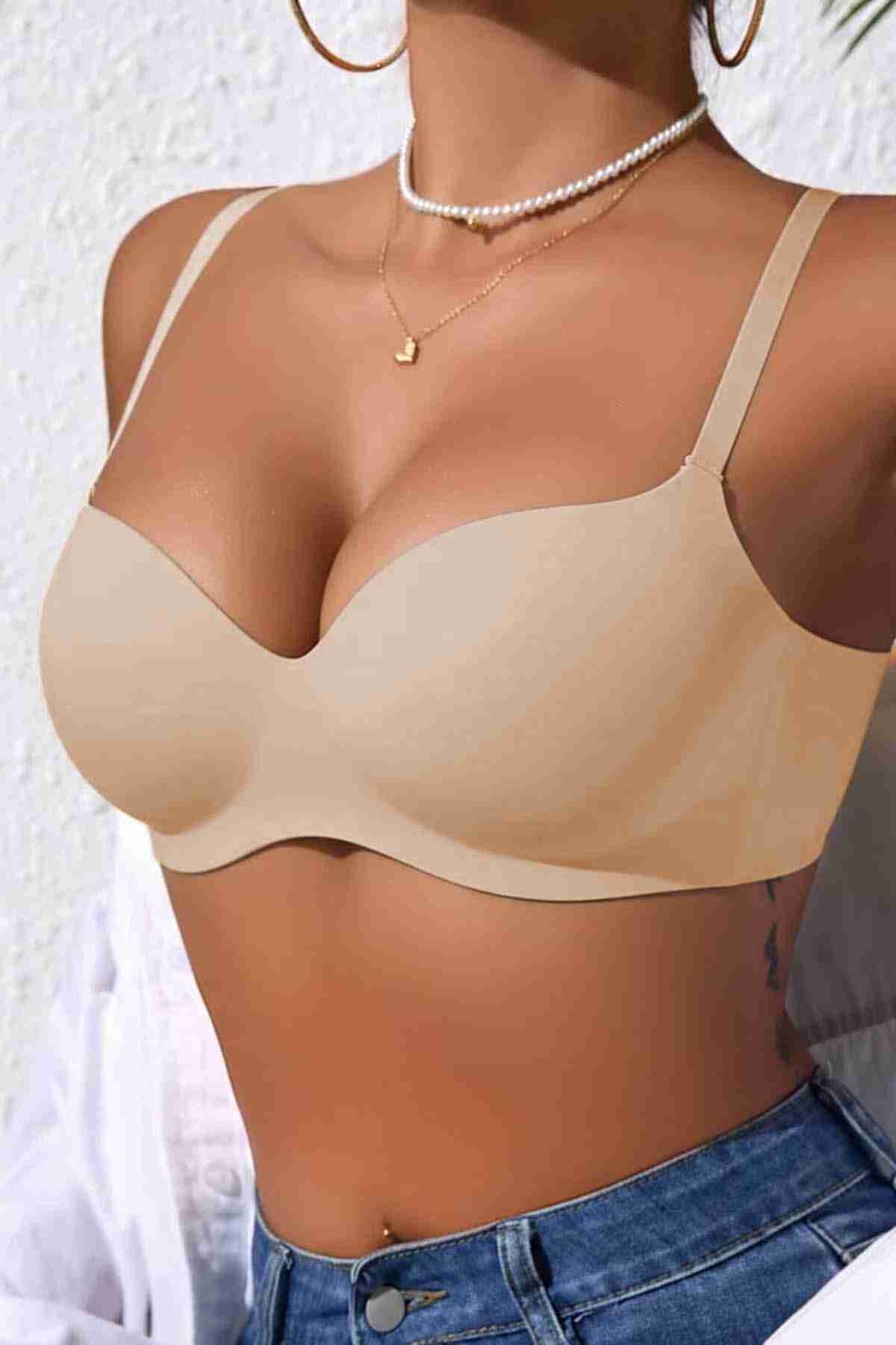 Dikişsiz Balensiz Hafif Destekli Parlak Lazer Kesim Görünmez Sütyen Merry See MSB7758 TEN - Ten