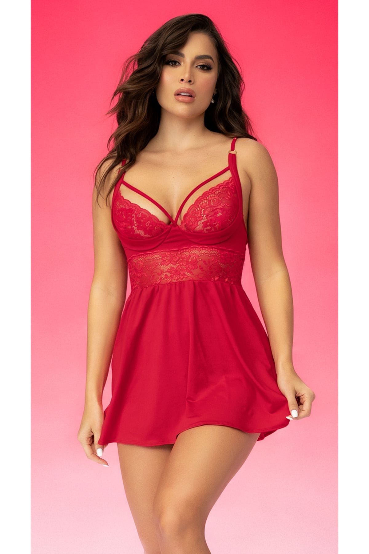 Kırmızı Dantel Detaylı Tek Parça Body For Dreams 8608 - Kırmızı