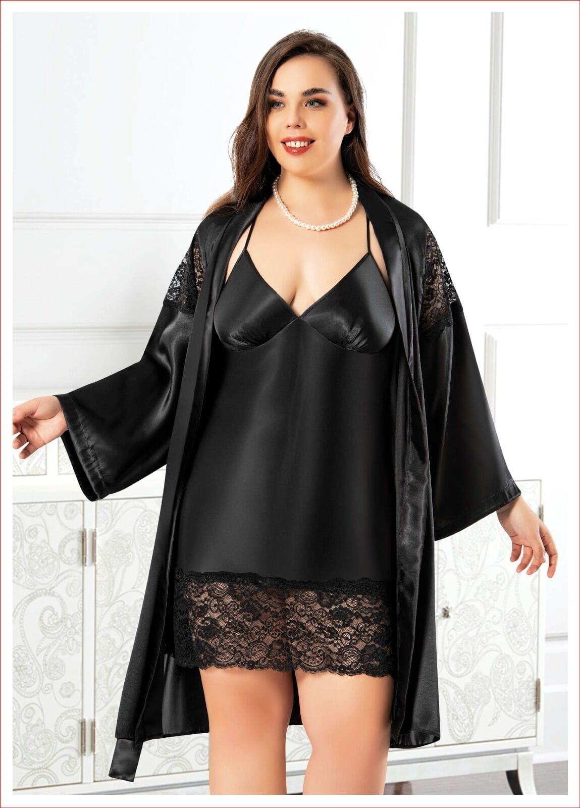 Saten Kadın İkili Takım Somon Miss Laris 6001 - Görsel