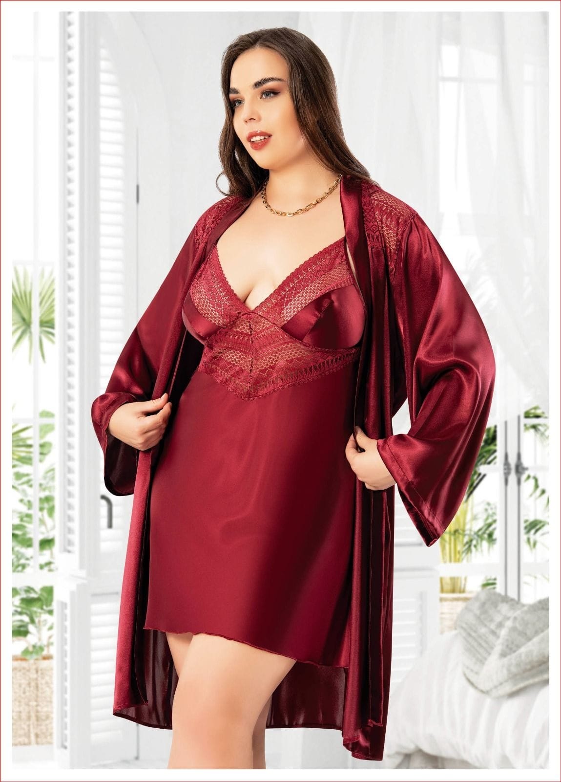 Saten ve Büyük Beden Kadın Gecelik Miss Laris 6015 - Görsel