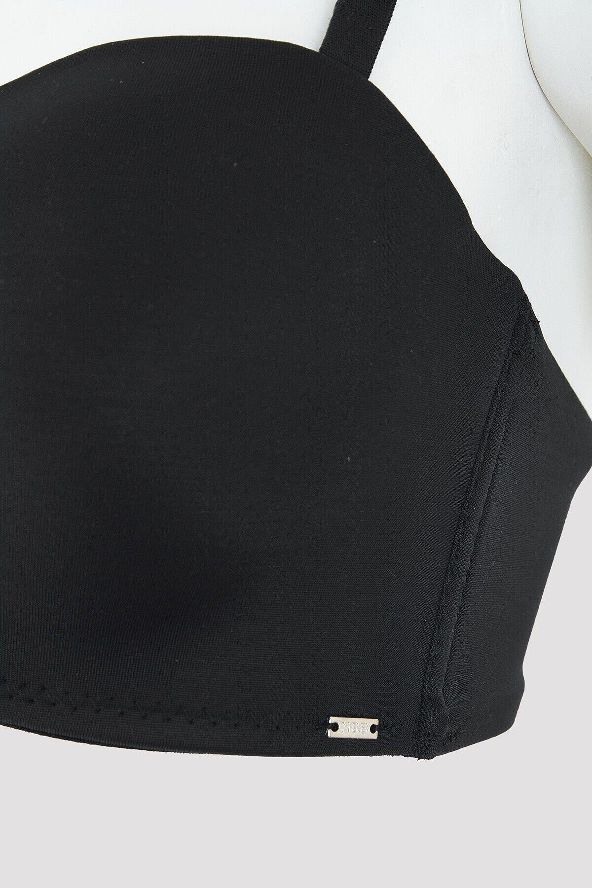 Dantelli Toparlayıcı B Cup Straplez Sütyen NBB 30022 - Siyah