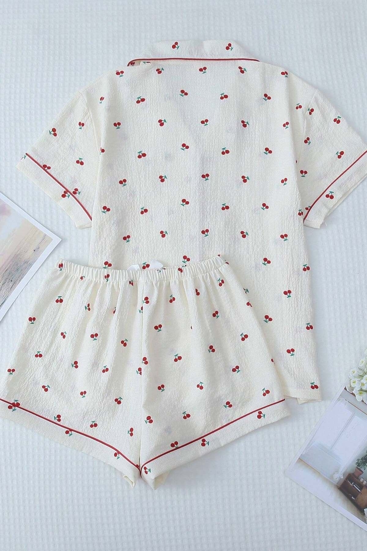 Merry See Özel Örme Kumaş Baskılı Kısa Kollu Şortlu Pijama Takımı Merry See MS 4088 Çok Renkli - Görsel 2