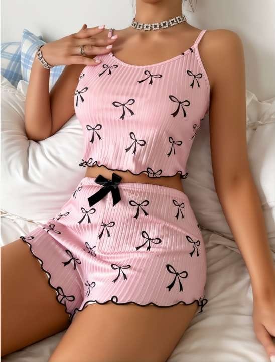 Yazlık Fitilli Kumaş Pijama Takımı Real Passione 14 - Pembe