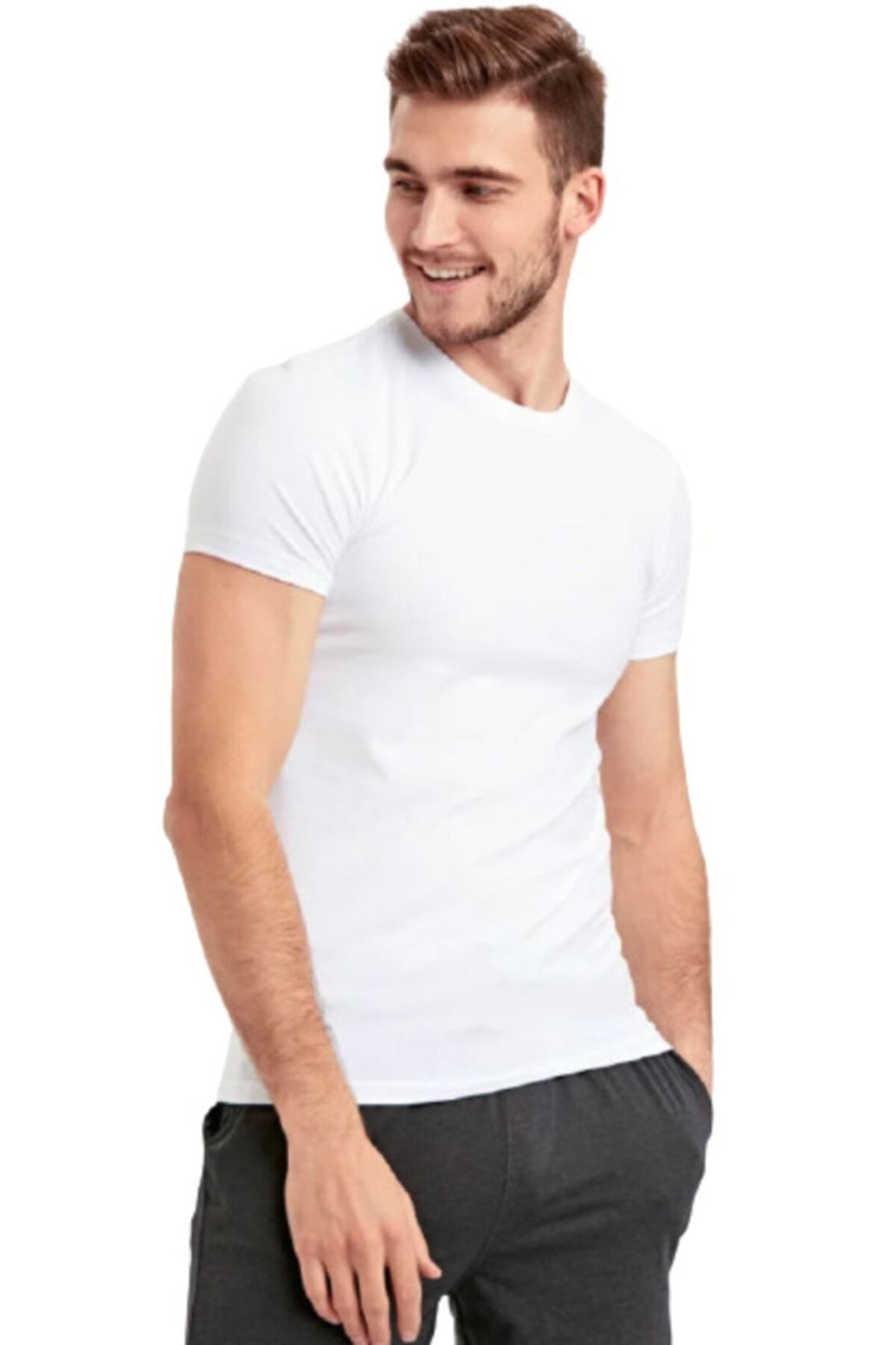 Pamuklu Ribana Kesim Erkek Atlet Güryıldız 24007 - Beyaz