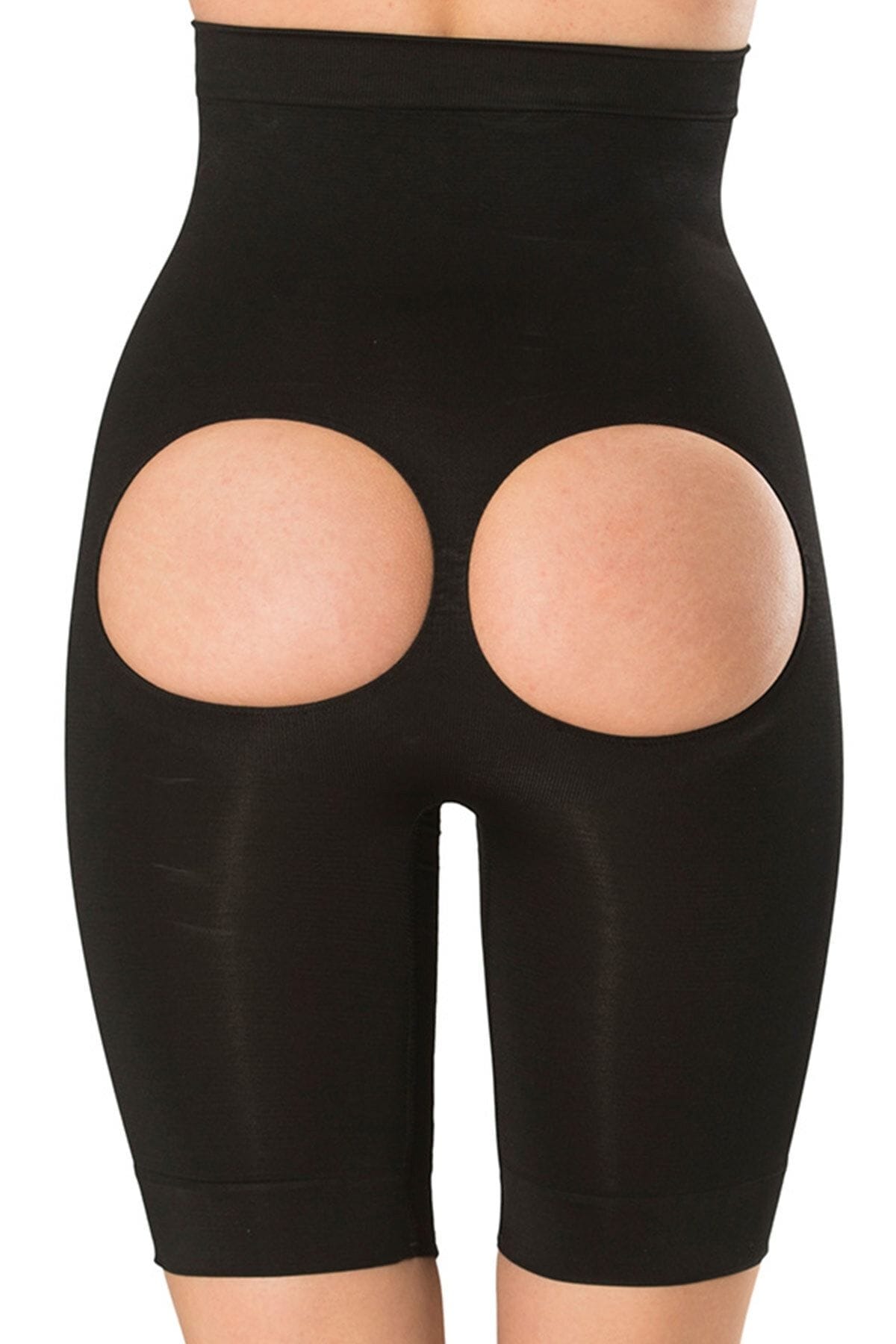 Yüksek Bel Popo Açık Push-up Kadın Korse FormActive 1015 - Siyah