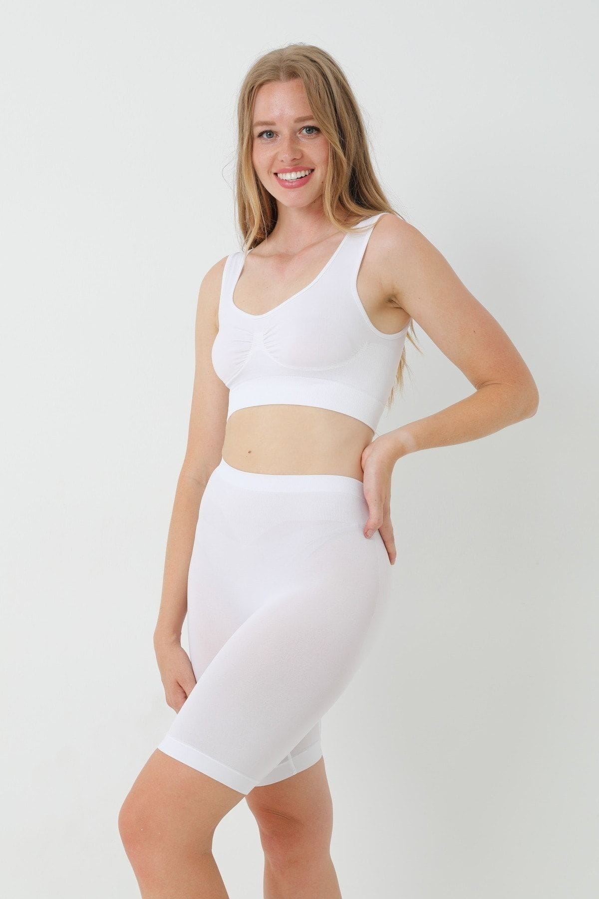 Dikişsiz Yüksek Bel Kadın Boxer FormActive 1410 - Beyaz