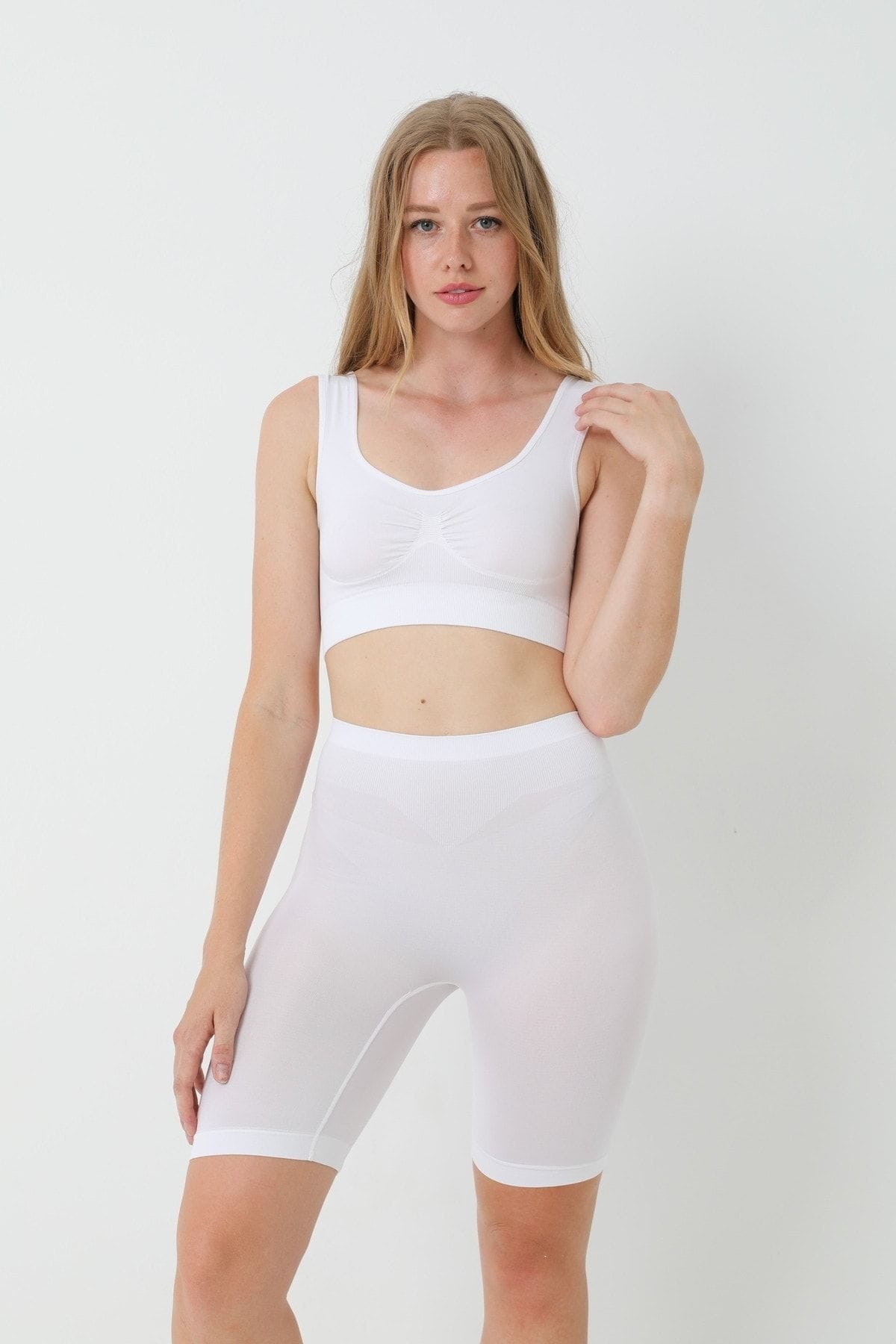 Dikişsiz Yüksek Bel Kadın Boxer FormActive 1410 - Beyaz