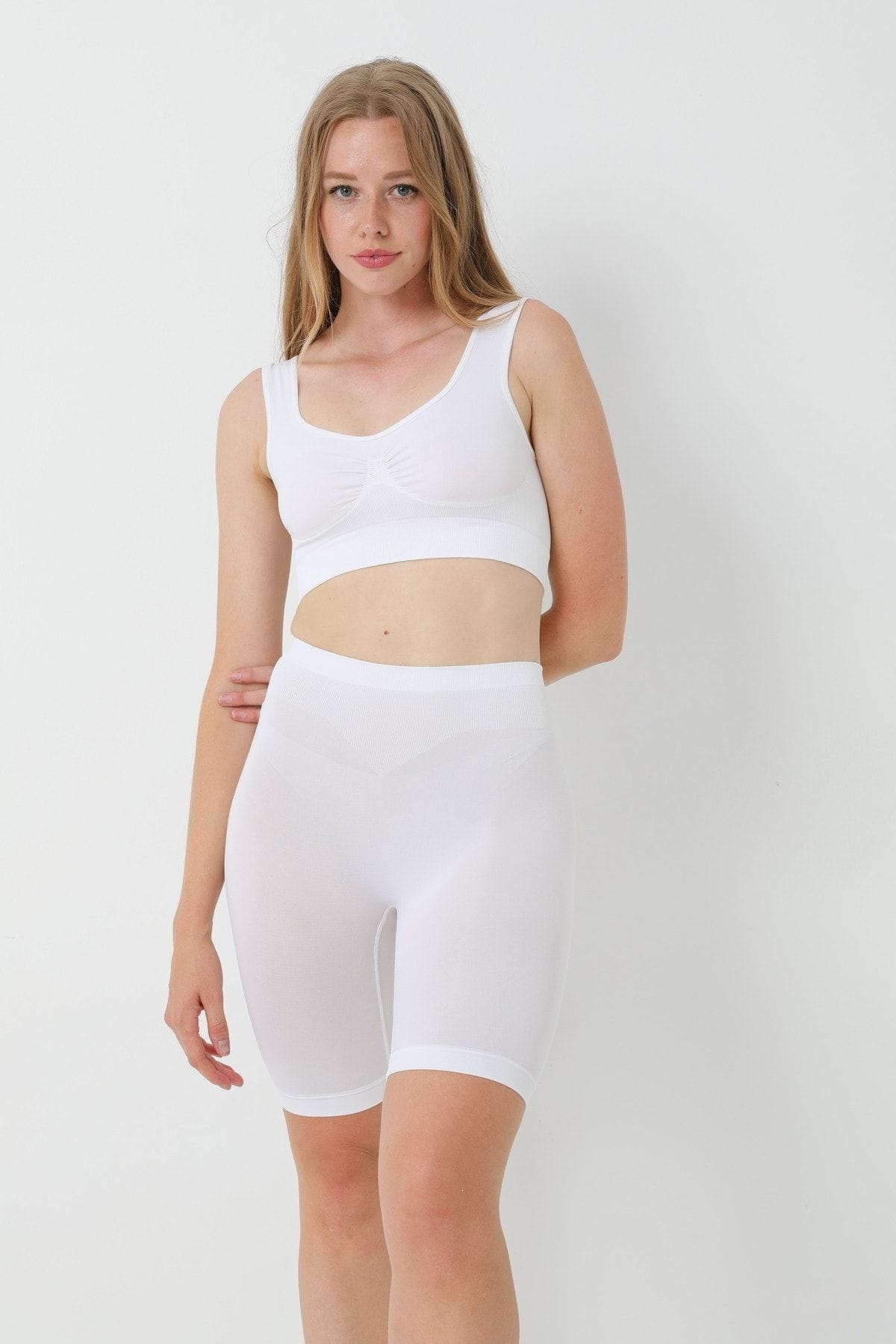 Dikişsiz Yüksek Bel Kadın Boxer FormActive 1410 - Beyaz