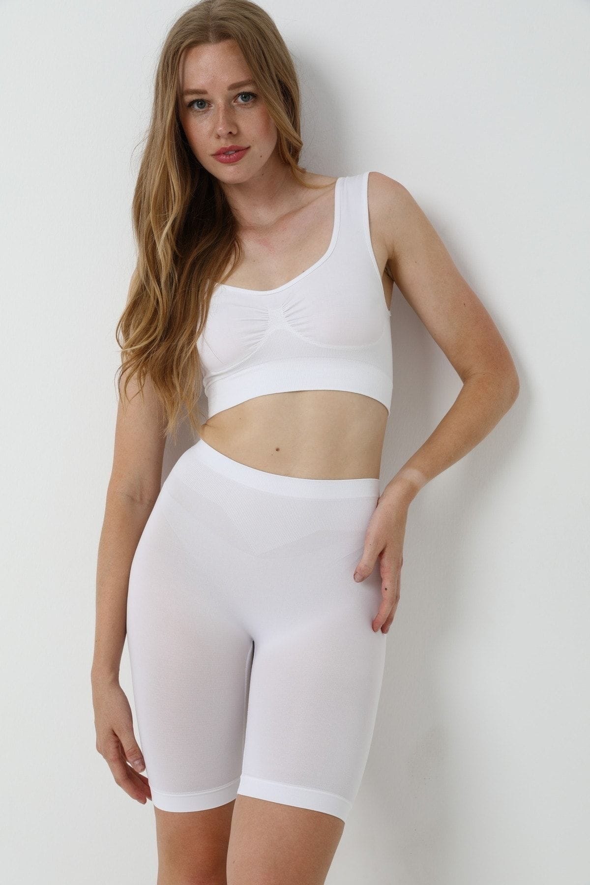 Dikişsiz Yüksek Bel Kadın Boxer FormActive 1410 - Beyaz