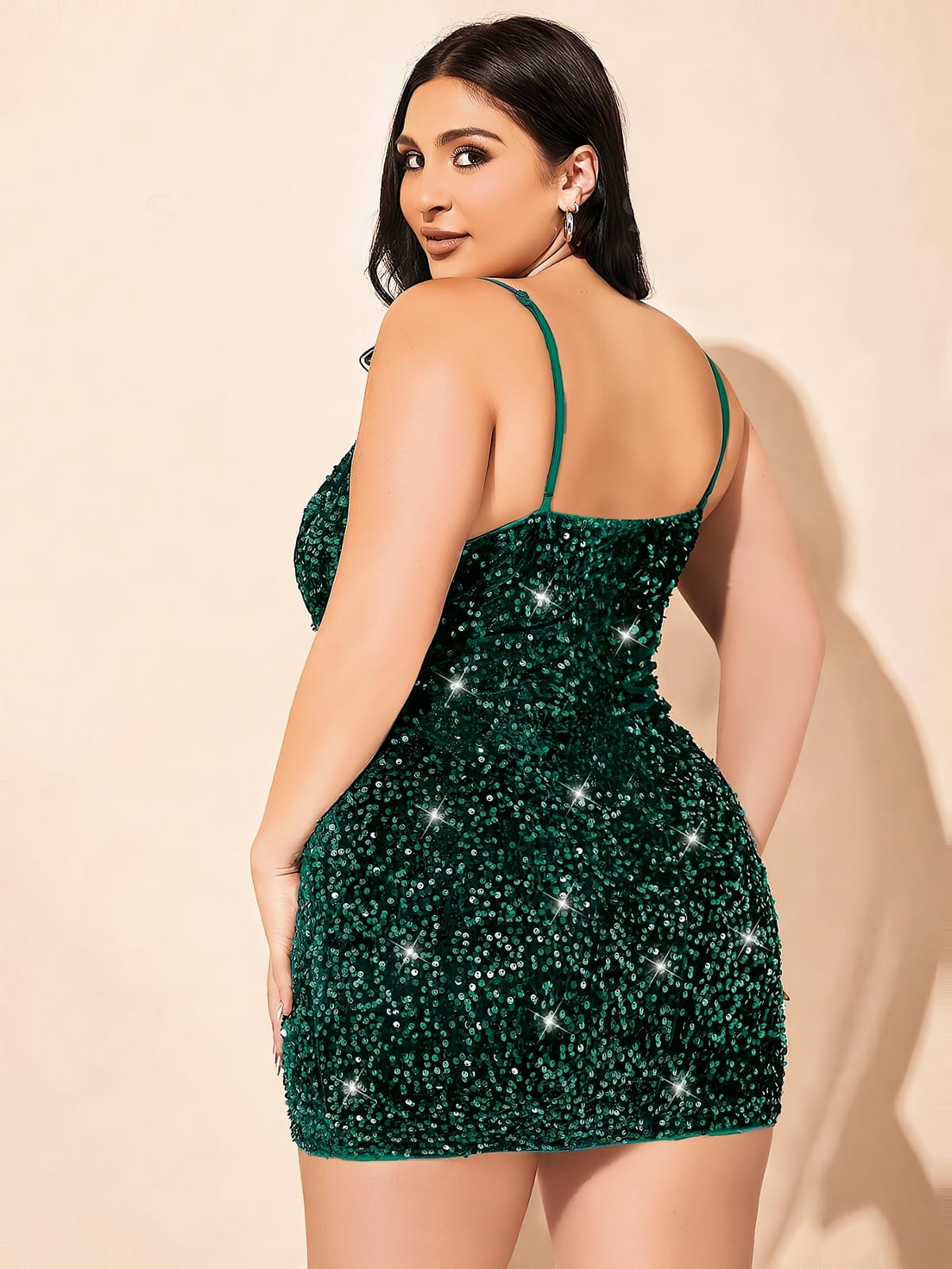 Pink Night Simli Askılı Siyah Büyük Beden Kulüp Elbisesi Pink Night 6514 - Görsel 3