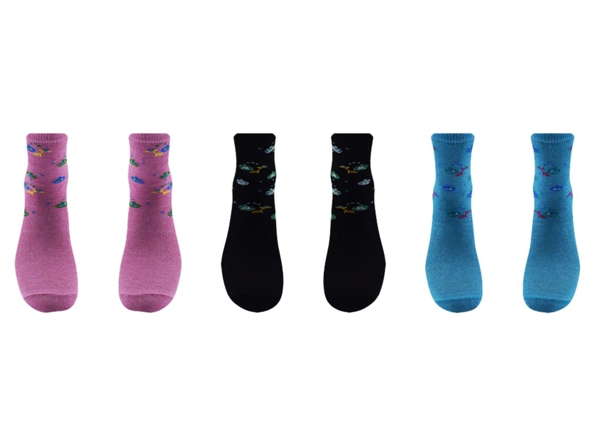 Karışık Renkli Desenli Pamuklu Kadın Soket Çorap Şirin 0640 - Asorti