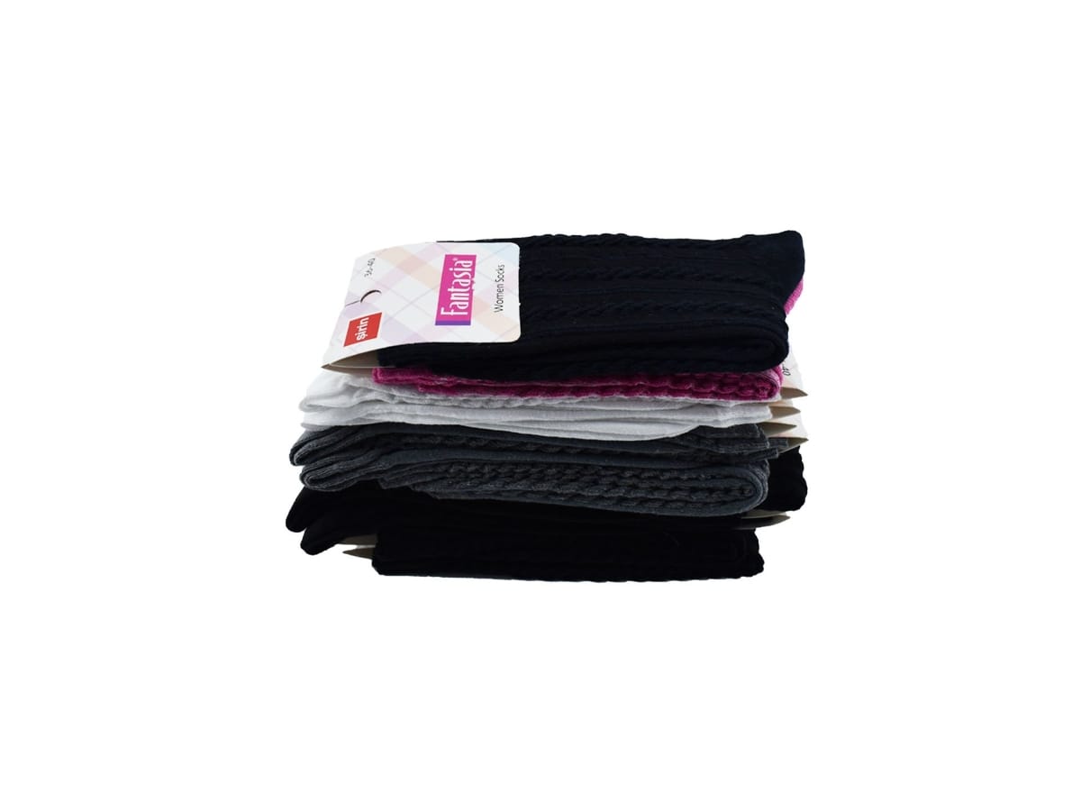 Desenli Pamuklu Kadın Çorap 12'li Şirin 0640 - Asorti