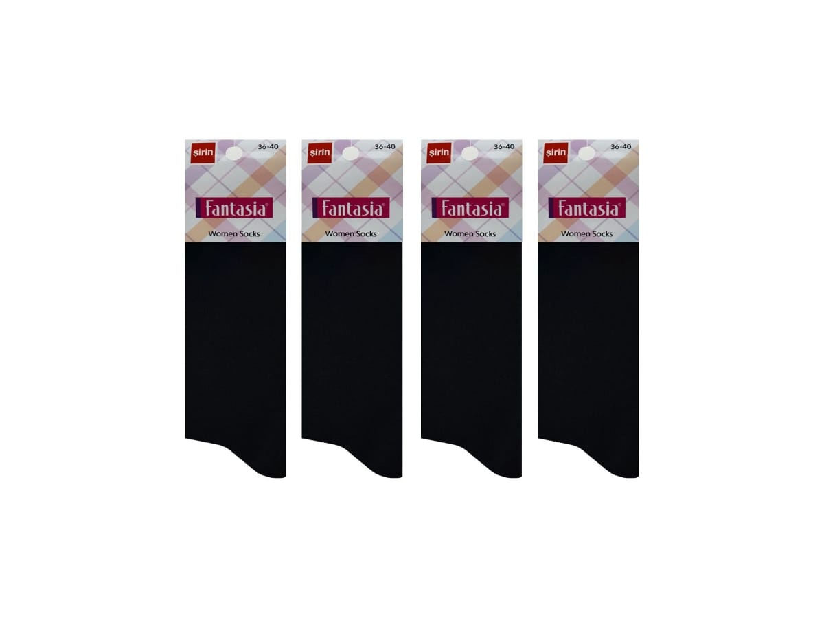 Pamuklu 12'li Kadın Soket Çorap Şirin 0640 - Düz Siyah