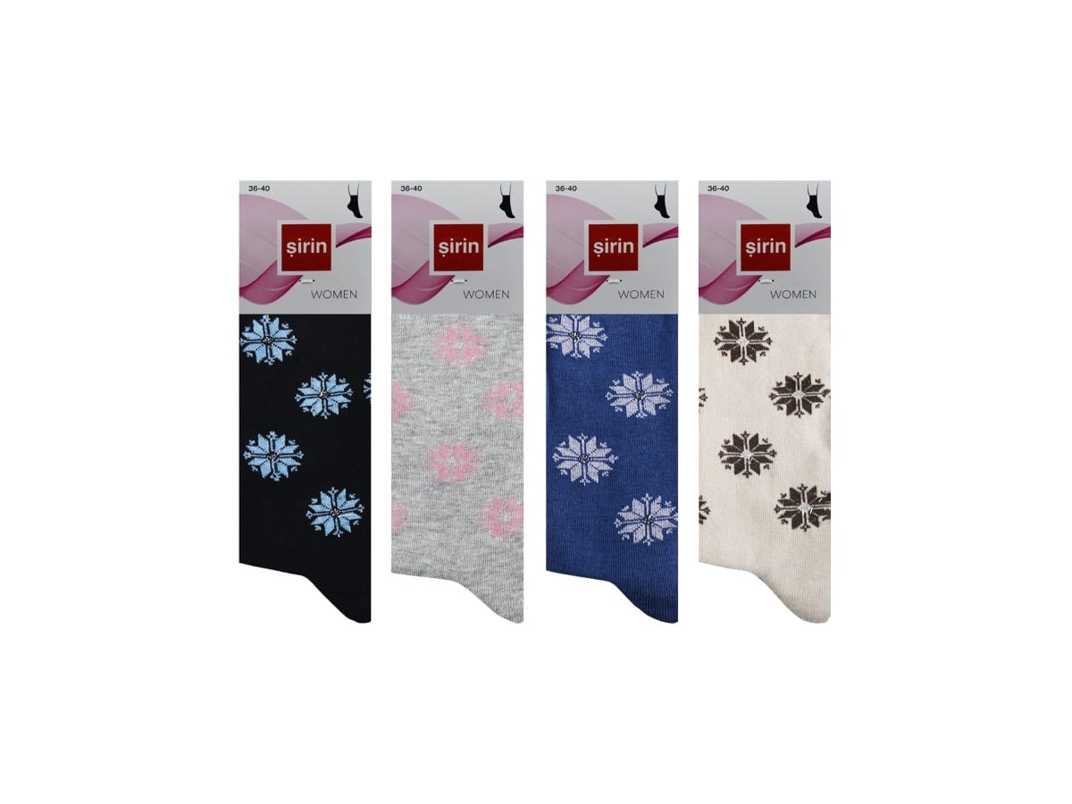 Düşük Denye Mor Penye Desenli Kadın Çorap Şirin 4000 - Asorti