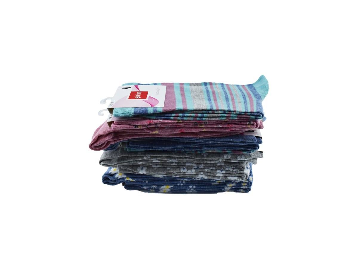 Karışık Desenli Kadın Penye Çorap 12'li Şirin 4000 - Asorti