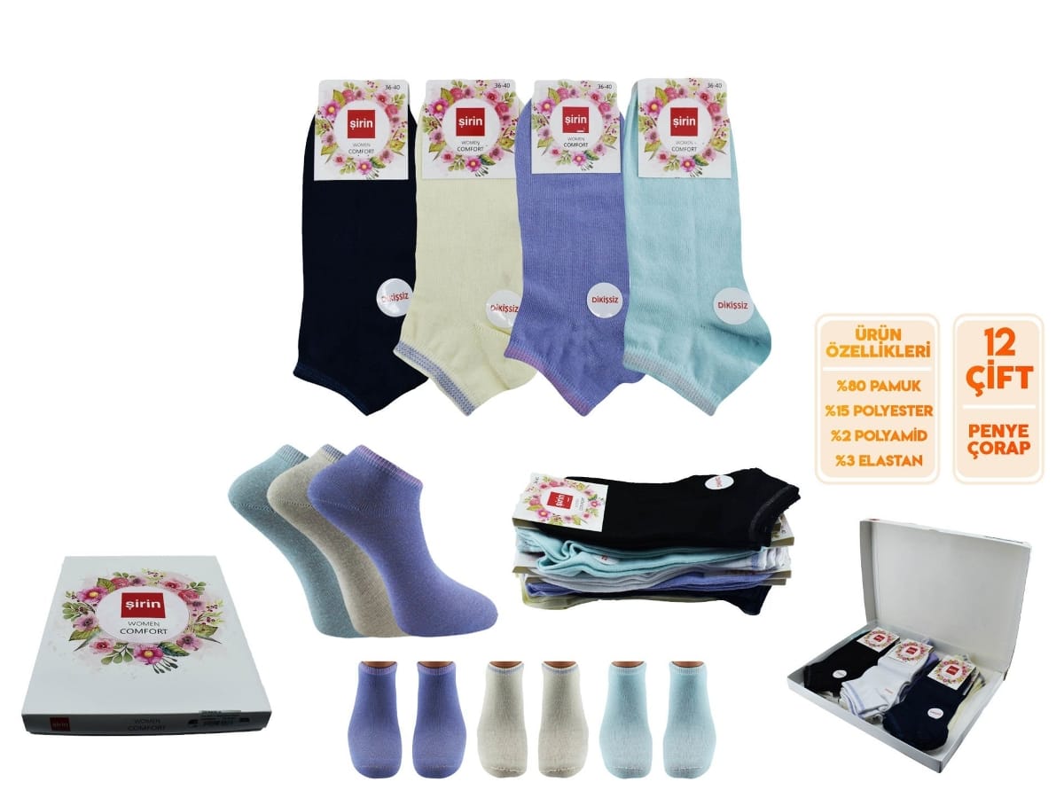 Şirin Dikişsiz Penye Bayan Patik Çorap Mor Şirin 4030