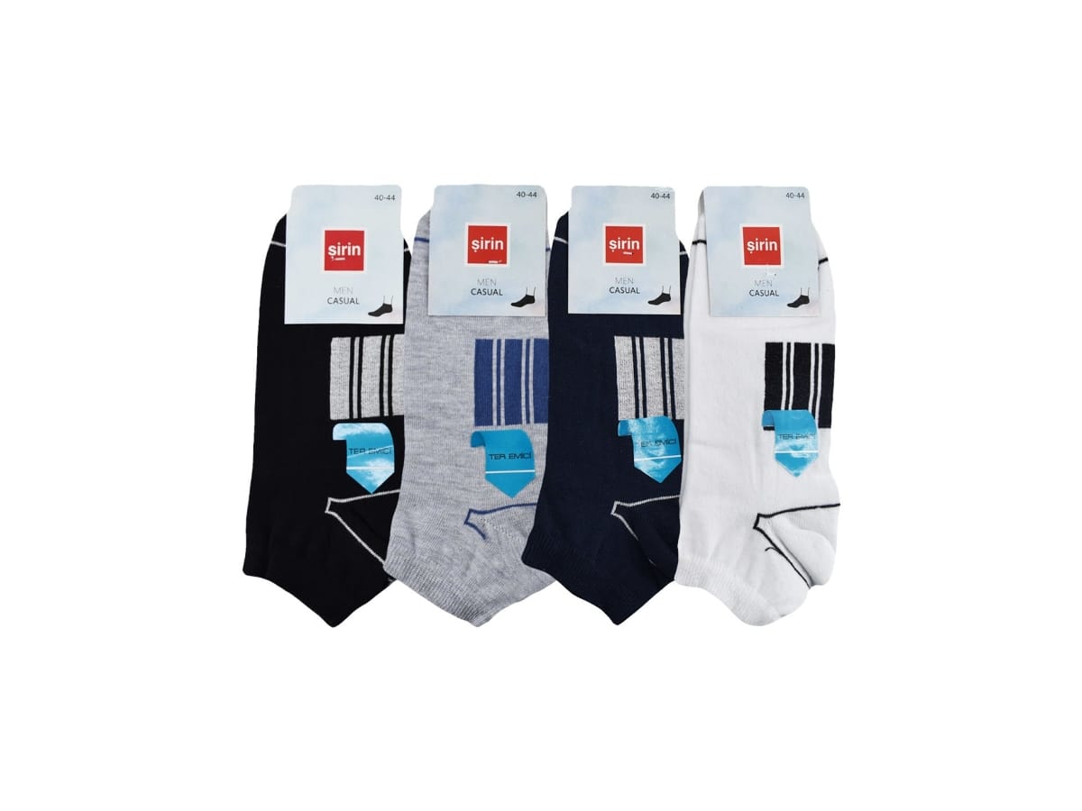 Pamuklu Desenli Ter Emici Erkek Patik Çorap Şirin 7010 - Asorti