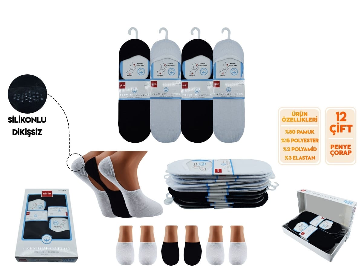 Dikişsiz Antibakteriyel Silikonlu Erkek Babet Çorap Seti Şirin 7022 - Asorti